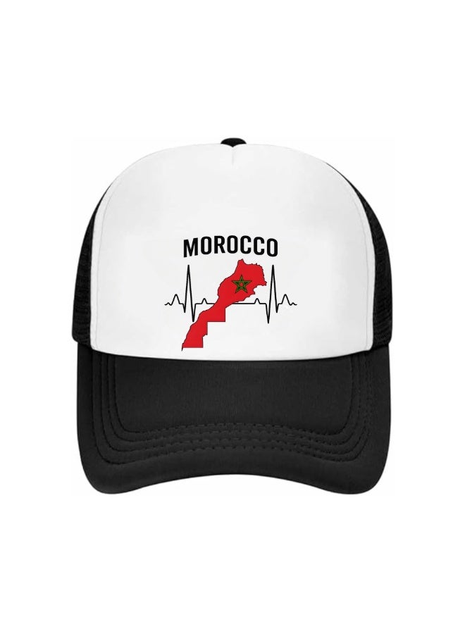 برينت شوب فور مي قبعة شبكية مغربية مع إغلاق بلاستيكي للرجال والنساء - مثالية للرياضة والأنشطة الخارجية والملابس الكاجوال - هدية رائعة لمحبي المغرب والمناسبات - Image 1